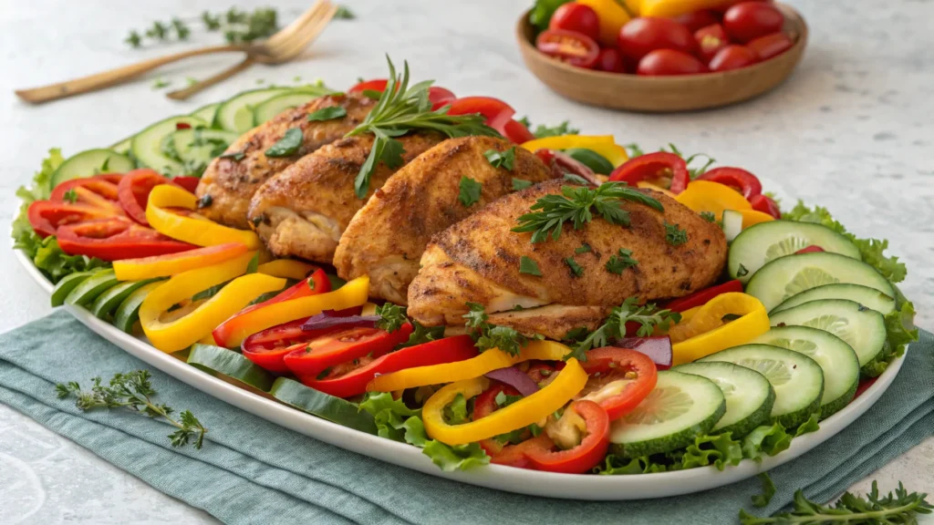 Family-style Kilauea chicken with fresh sides