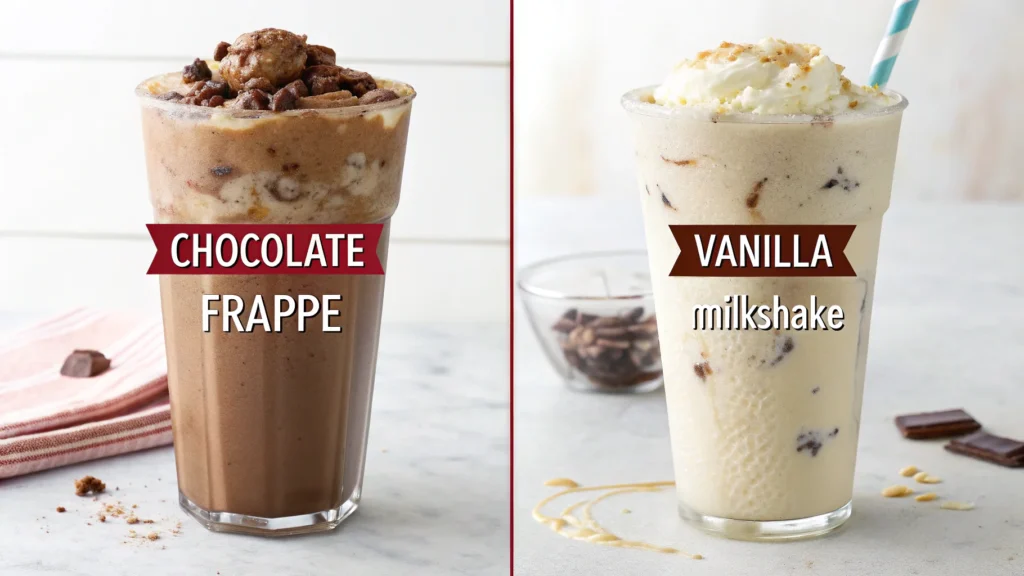 Side-by-side comparison of a frappe and a milkshake