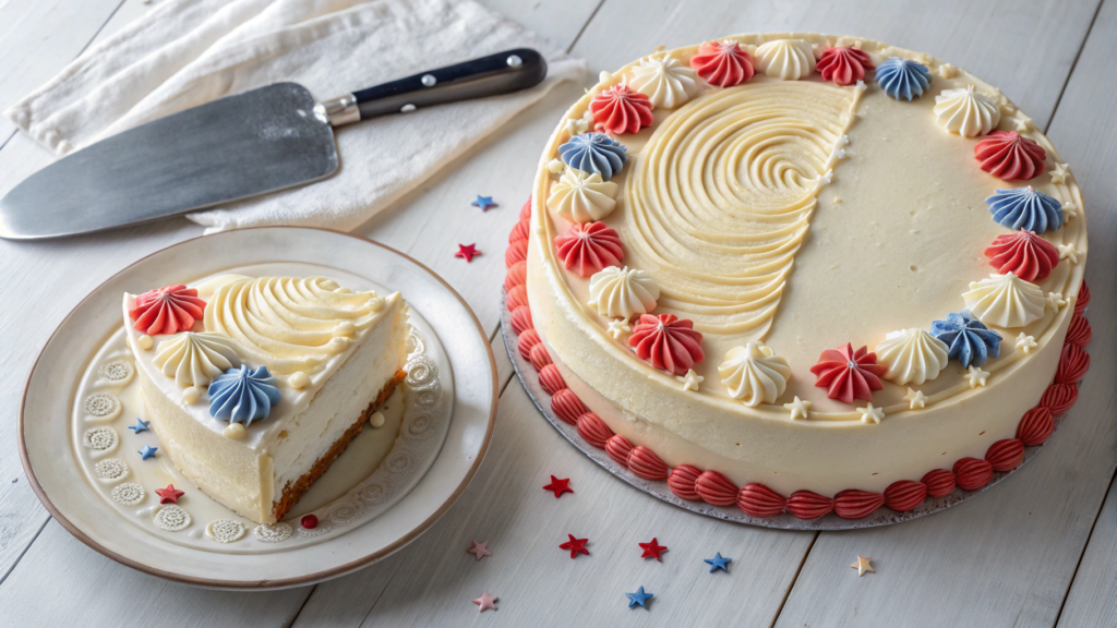 Cake frosted with Russian Buttercream on one side and American Buttercream on the other.