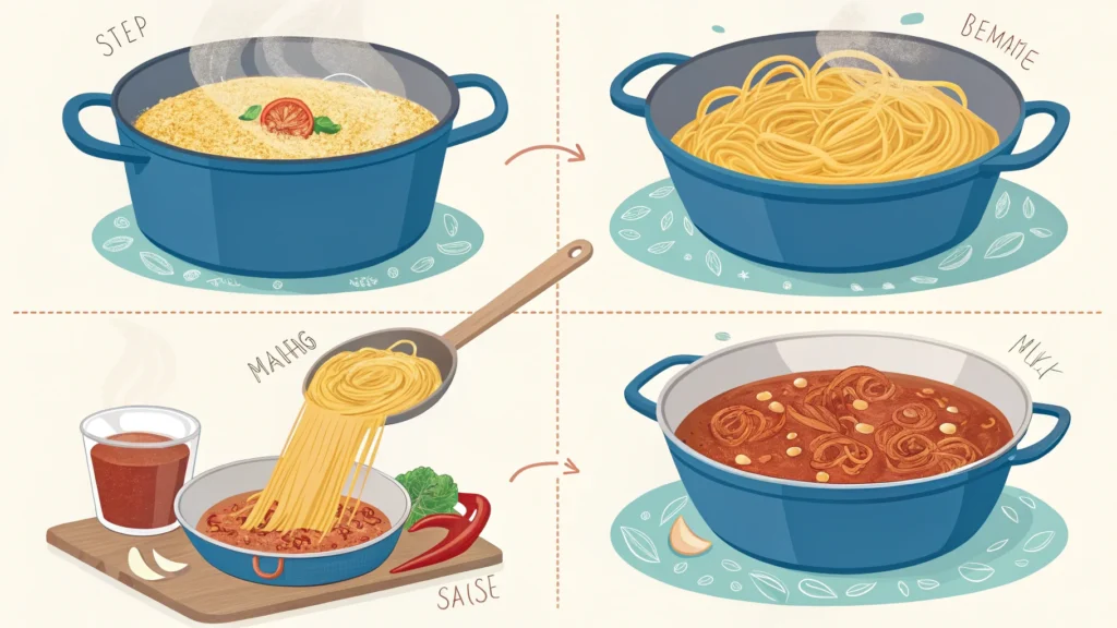 Step-by-step Dutch oven spaghetti cooking guide