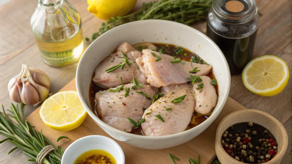 Marinating chicken for the Galena chicken recipe