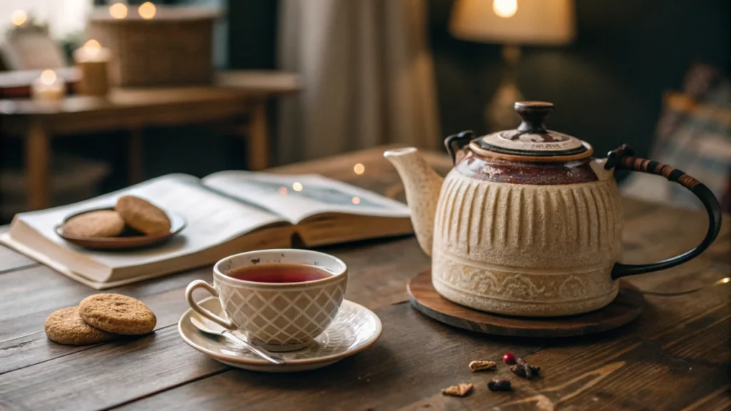 teacup-and-a-rustic-teapot-for-a-classic-tea-time