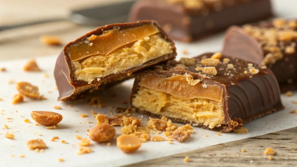 Close-up of Butterfinger’s crispy peanut butter filling