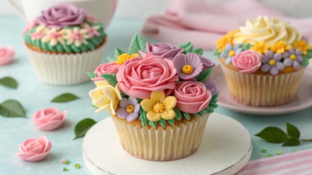 Stunning buttercream flowers piped with Russian tips.