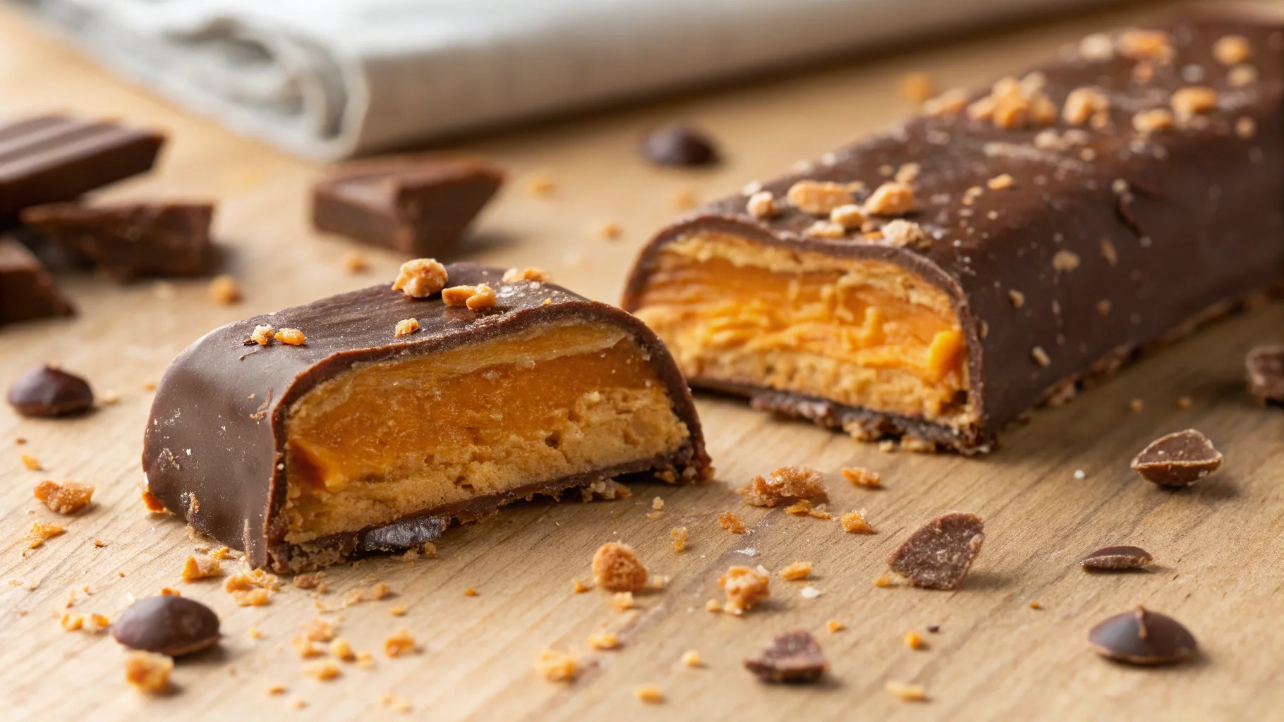 What is the orange stuff in Butterfingers? A close-up of Butterfinger's crispy peanut butter filling.