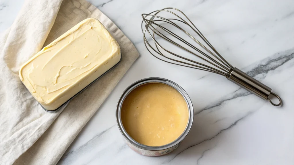 Butter and condensed milk for Russian Buttercream